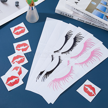 6 Sets 3 Colors PVC Eyelashes & Lips Car Decorative Stickers(DIY-FH0006-46)-5
