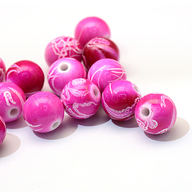 Spray Painted Drawbench Acrylic Round Beads(ACRP-S657-16mm-M)-2