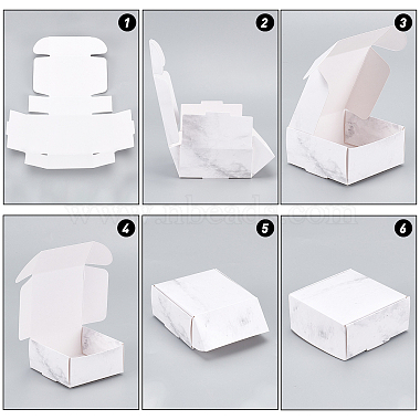 大理石のパターンの折り畳み式の創造的なクラフト紙箱(CON-WH0077-13A)-4