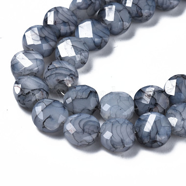 Mèches de perles de verre craquelé peintes au four opaque(EGLA-T008-19B)-3