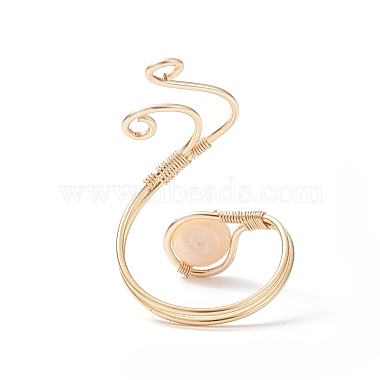 Copper Wire Wrapped Natural Freshwater Pearl Cuff Rings for Women(RJEW-JR00553-01)-7