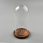 Glass Dome Cover, Decorative Display Case, Cloche Bell Jar Terrarium with Wood Base, for DIY Preserved Flower Gift, Camel, 113.5x215mm(AJEW-WH0475-19E)