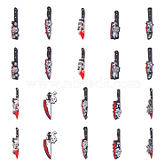 20Pcs 10 Styles Halloween Printed Opaque Acrylic Pendants, Horrible Bloody Knife Charms, Mixed Shapes, 47~57x11~16x2~2.6mm, 2pcs/style(MACR-HY0001-09D)