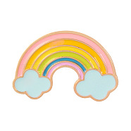 Creative Zinc Alloy Brooches, Enamel Lapel Pin, with Enamel and Iron Butterfly Clutches or Rubber Clutches, Rainbow, Golden, Colorful, 23x33mm, Pin: 1mm(JEWB-Q031-074)