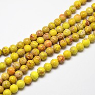 Natural Imperial Jasper Beads Strands, Round, Dyed, Yellow, 8mm, Hole: 1mm, about 48pcs/strand, 15.7 inch(G-I122-8mm-03)