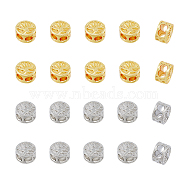 40Pcs 2 Colors Brass Beads, Stopper Beads, Flat Round with Tree of Life, Platinum & Golden, 8.5x5.5mm, Hole: 3mm, 20pcs/color(KK-FH0005-64)