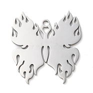 304 Stainless Steel Pendants, Butterfly Charms, Stainless Steel Color, 38x34.5x1.5mm, Hole: 2mm(STAS-R116-11P)