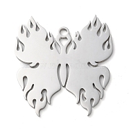 Non-Tarnish 304 Stainless Steel Pendants, Butterfly Charms, Stainless Steel Color, 38x34.5x1.5mm, Hole: 2mm(STAS-R116-11P)