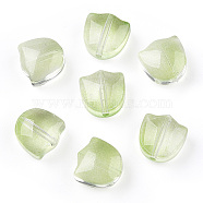 Spray Painted Transparent Glass Beads, Tulip Flower, Pale Green, 9x9x5.5mm, Hole: 1mm(GLAA-T022-26-A03)