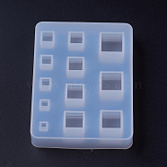 Silicone Molds, Resin Casting Molds, For UV Resin, Epoxy Resin Jewelry Making, Square, White, 85.5x65x15.5mm, Cube: 3~14mm(X-DIY-F033-05B)