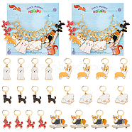 12Pcs 6 Style Alloy Enamel Dog Charms Locking Stitch Markers, with Gold Tone 304 Stainless Steel Leverback Earring Findings, Mixed Color, 3.7~4.5cm, 2pcs/style(HJEW-PH01638)