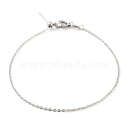 304 Stainless Steel Add a Bead Adjustable Texture Cable Chains Bracelets for Women, Stainless Steel Color, 21.4x0.2cm(BJEW-M307-01D-P)