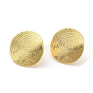 Flat Round Rack Plating Brass Stud Earrings, with Loops, Long-Lasting Plated, Cadmium Free & Lead Free, Real 18K Gold Plated, 17x17mm, Pin: 11x0.7mm, Hole: 2.3mm(EJEW-K263-36G)