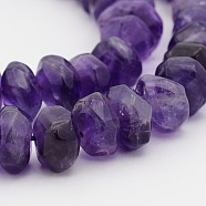 Natural Amethyst Faceted Rondelle Bead Strands, 14~17x6~9mm, Hole: 1mm, 15.3 inch(G-P082-05)