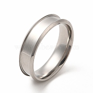 201 Stainless Steel Grooved Finger Ring Settings, Ring Core Blank, for Inlay Ring Jewelry Making, Stainless Steel Color, Inner Diameter: 19mm, Groove: 4.1mm(STAS-P323-03P)