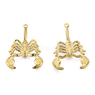 201 Stainless Steel Pendants, Scorpion, Real 18K Gold Plated, 43.5x29x3mm, Hole: 1.8mm(STAS-N098-169LG)