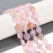 Natural Morganite Beads Strands, Faceted Pentagonal Cut, Flat Round, with Seed Beads, 10~10.5x5~6mm, Hole: 1mm, about 32~33pcs/strand, 15.75''(40cm)(G-C116-A60-01)