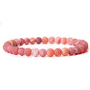 Natural Crackle Agate Round Beaded Stretch Bracelet, (SF8562-23)