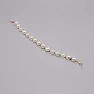 Alloy Bag Strap, with ABS Plastic Pearl Beads and Alloy Rhinestones Links, for Bag Straps Replacement Accessories, White, 35x1.55cm(FIND-TAC0007-08)