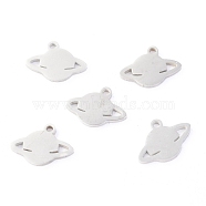 304 Stainless Steel Charms, Laser Cut, Planet, Stainless Steel Color, 12.5x9x1.1mm, Hole: 1.2mm(STAS-O142-33P)
