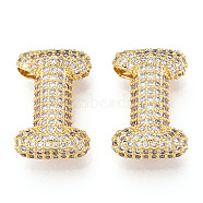 Brass Micro Pave Cubic Zirconia Pendants, Alphabet, Letter I, 19x22.5x8mm, Hole: 4x2.5mm(KK-N254-06G-I)