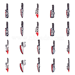 20Pcs 10 Styles Halloween Printed Opaque Acrylic Pendants, Horrible Bloody Knife Charms, Mixed Shapes, 47~57x11~16x2~2.6mm, 2pcs/style(MACR-HY0001-09D)
