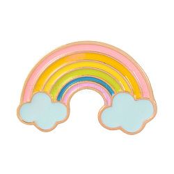 Creative Zinc Alloy Brooches, Enamel Lapel Pin, with Enamel and Iron Butterfly Clutches or Rubber Clutches, Rainbow, Golden, Colorful, 23x33mm, Pin: 1mm(JEWB-Q031-074)