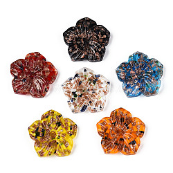 Handmade Gold Sand Lampwork Beads, Flower, Mixed Color, 45.5x47x10mm, Hole: 2.8mm(LAMP-N024-06)
