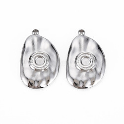 304 Stainless Steel Pendant Cabochon Settings, Cadmium Free & Nickel Free & Lead Free, Oval, Stainless Steel Color, 22.5x13.5x2.5mm, Hole: 1.4mm(STAS-N097-106P-NR)