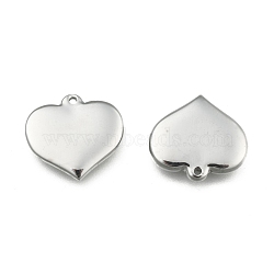 Tarnish Resistant 304 Stainless Steel Stamping Blank Tag Heart Pendants, Stainless Steel Color, 16x17.5x3mm, Hole: 1mm(X-STAS-R063-02)