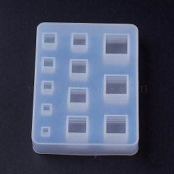 Silicone Molds, Resin Casting Molds, For UV Resin, Epoxy Resin Jewelry Making, Square, White, 85.5x65x15.5mm, Cube: 3~14mm(X-DIY-F033-05B)