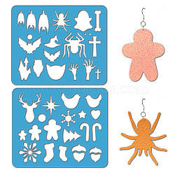 2Pcs 2 Style Acrylic Earring Handwork Template, Card Leather Cutting Stencils, Mixed Shapes, 15x18x0.3cm, 1pc/style(DIY-WH0573-007)