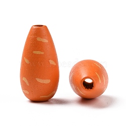 Easter Theme Spray Painted Wood European Beads, Large Hole Bead, Carrot, Dark Orange, 28.5x14.5mm, Hole: 4.5mm(WOOD-C002-11)