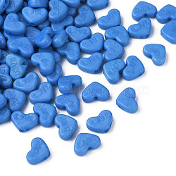 Opaque Acrylic Beads, Dyed, Heart with Word Love, Cornflower Blue, 10x13.5x4.5mm, Hole: 1.8mm, about 2300pcs/500g(MACR-S373-128-S05)