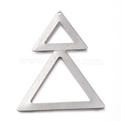 304 Stainless Steel Big Pendants, Triangle, Stainless Steel Color, 51x40x0.5mm, Hole: 1.4mm(STAS-Z014-01P)