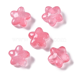 Baking Paint Glass Beads, Star, Hot Pink, 11.5x12x6.5mm, Hole: 1.2mm(GLAA-S202-10G)