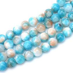 Natural Dyed White Jade Gemstone Bead Strands, Round, Sandy Brown, 6mm, Hole: 1mm, about 66pcs/strand, 15.7 inch(X-G-R271-6mm-XP16)