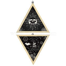 Custom Plywood Pendulum Board, Wall Hanging Ornament, for Witchcraft Wiccan Altar Supplies, Triangle with Mixed Patterns, Black, 250x215x6mm, 2 styles, 1pc/style, 2pcs/set(AJEW-WH0249-005)