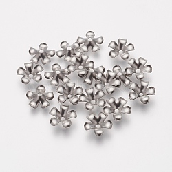 Tarnish Resistant 5-Petal 304 Stainless Steel Flower Bead Caps, Stainless Steel Color, 9x2mm, Hole: 1.2mm(STAS-L205-09A)