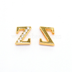 Alloy Slide Charms, with Crystal Rhinestone and Initial Letter A~Z, Letter.Z, Z: 11.5x9.8x4mm, Hole: 1.5x8mm(PALLOY-TAC0012-21Z)