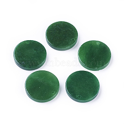 Natural Myanmar Jade/Burmese Jade Pendants, Dyed, Flat Round, 20x3~3.5mm, Hole: 1.4mm(G-L495-34)