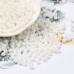 Glass Seed Beads, Ceylon, Round Hole, Round, White, 4x3mm, Hole: 1.4mm, 340pcs/20g(X1-SEED-H002-E-A121)