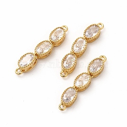 Rack Plating Eco-Friendly Brass Micro Pave Cubic Zirconia Pendants, Long-Lasting Plated, Lead Free & Cadmium Free, Real 18K Gold Plated, Golden, Pea, Clear, 25x5x3.5mm, Hole: 1mm(KK-K165-27G-01)