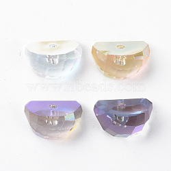 Electroplated Glass Charms, Faceted, Watermelon, Mixed Color, 8x11x7mm, Hole: 1.2mm, about 48pcs/board, 4board/box(EGLA-N006-014)