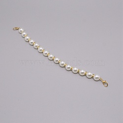 Alloy Bag Strap, with ABS Plastic Pearl Beads and Alloy Rhinestones Links, for Bag Straps Replacement Accessories, White, 35x1.55cm(FIND-TAC0007-08)