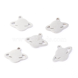 Non-Tarnish 304 Stainless Steel Charms, Laser Cut, Planet, Stainless Steel Color, 12.5x9x1.1mm, Hole: 1.2mm(STAS-O142-33P)