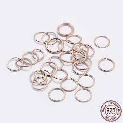 925 Sterling Silver Open Jump Rings, Round Rings, Rose Gold, 22 Gauge, 6x0.6mm, Inner Diameter: 5mm, about 200pcs/10g(STER-F036-02RG-0.6x6mm)