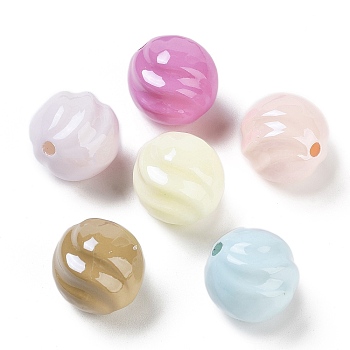 Opaque ABS Plastic Beads, Round, Mixed Color, 15.5x15mm, Hole: 2mm