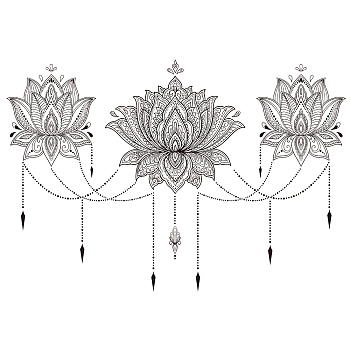 PVC Wall Stickers, for Wall Decoration, Lotus Pattern, 390x900mm