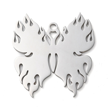 Non-Tarnish 304 Stainless Steel Pendants, Butterfly Charms, Stainless Steel Color, 38x34.5x1.5mm, Hole: 2mm